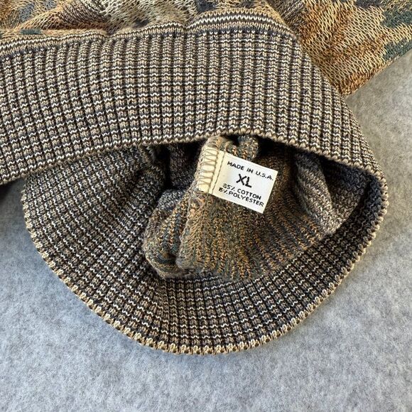 Men's St. Croix Shop Size XL Knit Sweater Multi-Color Geometric Pattern Tan Blue - Picture 7 of 10